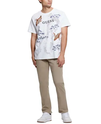 Guess Men's Short Sleeve Crewneck Bird Print T-Shirt