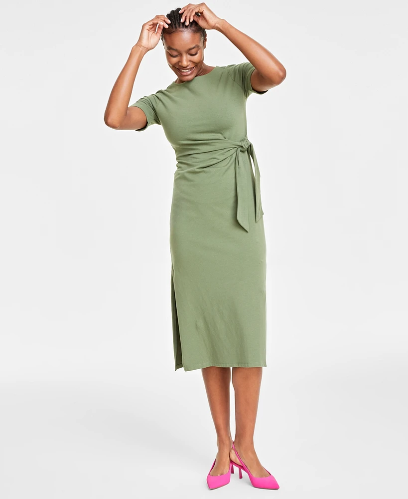 On 34th Women's Crewneck Wrap Tie Dress, Created for Macy's