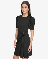 Dkny Women's Puff-Sleeve Ruched Dress