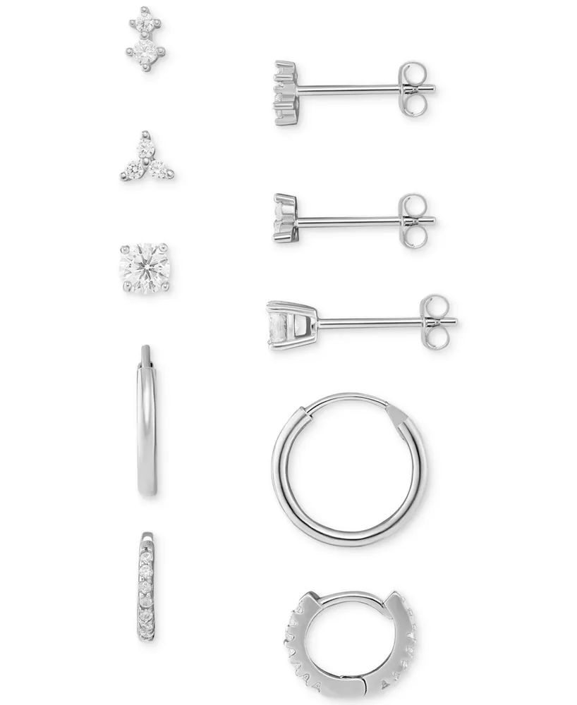 Giani Bernini 5-Pc. Set Cubic Zirconia Stud & Hoop Earrings in Sterling Silver, Created for Macy's
