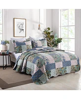 MarCielo 3 Piece Printed Quilt Bedspread Set Bedding Coverlet Set King Size B026