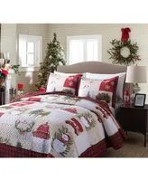 MarCielo 3 Piece Christmas Quilt Bedspread Snowman Reversible Quilt Set B013