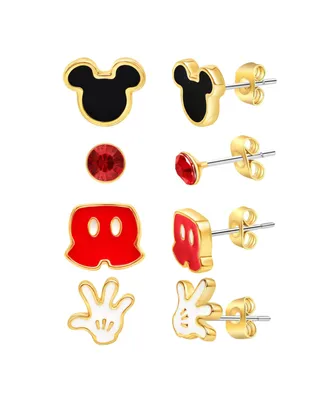 Disney Mickey Mouse Fashion Stud Earring - Classic Mickey, Black/Red/Gold - 4 pairs