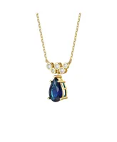 Sterling Silver with Blue & Cubic Zirconia Bubble Chevron Raindrop Necklace