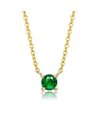 GiGiGirl Kids 14K Gold Plated Overlay Green Cubic Zirconia Stud Necklace