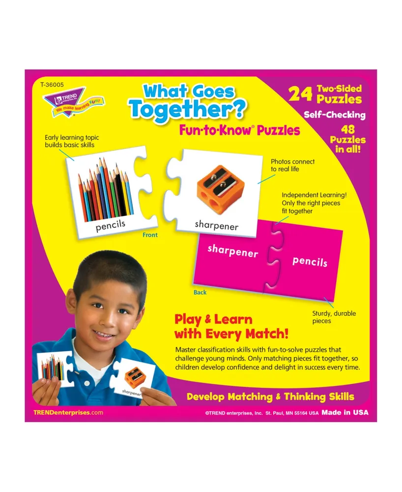 Trend Enterprises, Inc. 'What Goes Together' Fun-to-Know Puzzle, 3" x 6"