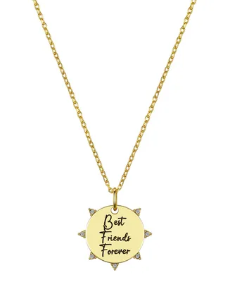 Unwritten 14K Gold Plated and Crystal Best Friends Forever Pendant Necklace