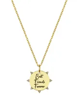 Unwritten 14K Gold Plated and Crystal Best Friends Forever Pendant Necklace