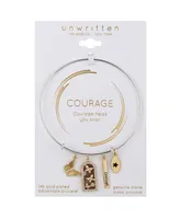 Unwritten Cubic Zirconia and Strawberry Quartz Butterfly and 14K Gold Plated Courage Bangle Bracelet