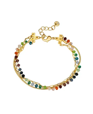 Unwritten Multi Color Crystal Triple Strand Bracelet