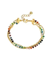 Unwritten Multi Color Crystal Triple Strand Bracelet