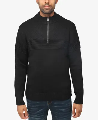 X-Ray Men's Mock Neck Texture Quarter Zip Knitted Sweater