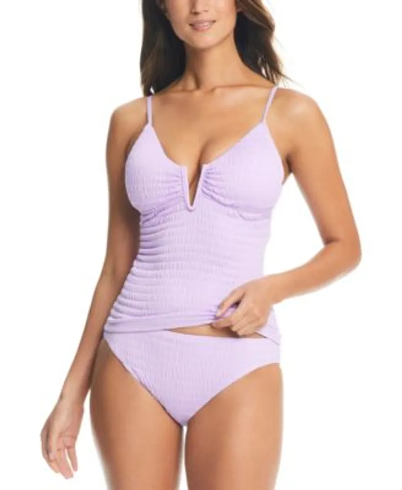 Bar Iii Pucker Up Notched Neck Tankini Bikini Bottom Created For Macys