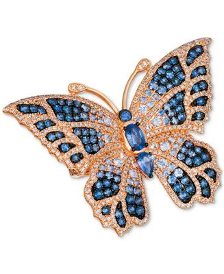 Le Vian Chocolate & Vanilla Diamonds (1-1/5 ct. t.w.) & Multi-Gemstone (3-1/3 ct. t.w.) Butterfly Ring in 14k Rose Gold