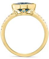 Effy Sky Blue Topaz (2-1/3 ct. t.w.) & Diamond (1/10 ct. t.w.) Ring in 14k Gold