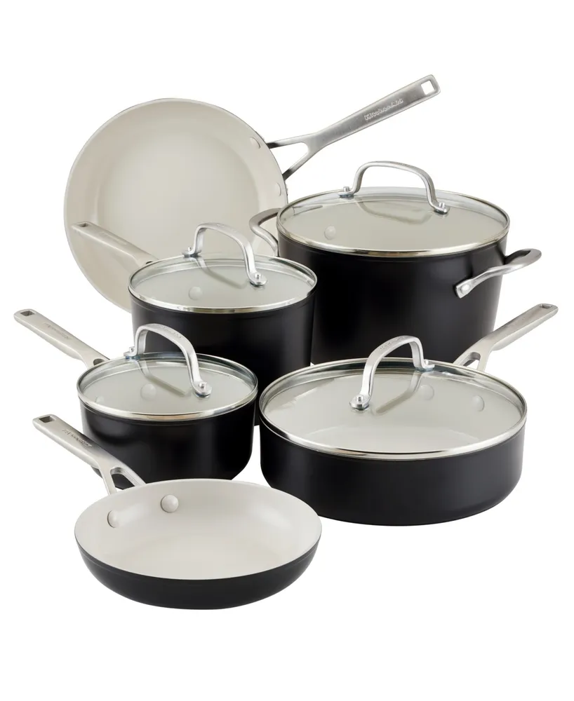 KitchenAid Hard Anodized Ceramic Nonstick 10-Piece Cookware Pots and Pans  Set
