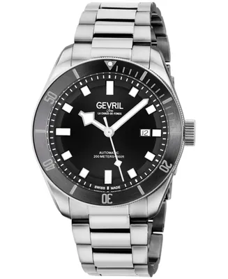 Gevril Men's Swiss Automatic Yorkville Silver-Tone Stainless Steel Watch 43mm