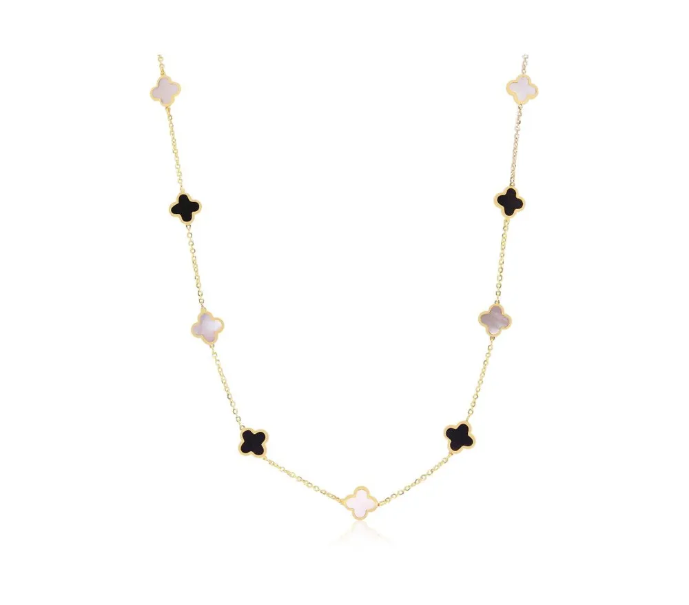 The Lovery Mini Mother of Pearl and Onyx Mixed Clover Necklace