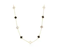 The Lovery Mini Mother of Pearl and Onyx Mixed Clover Necklace