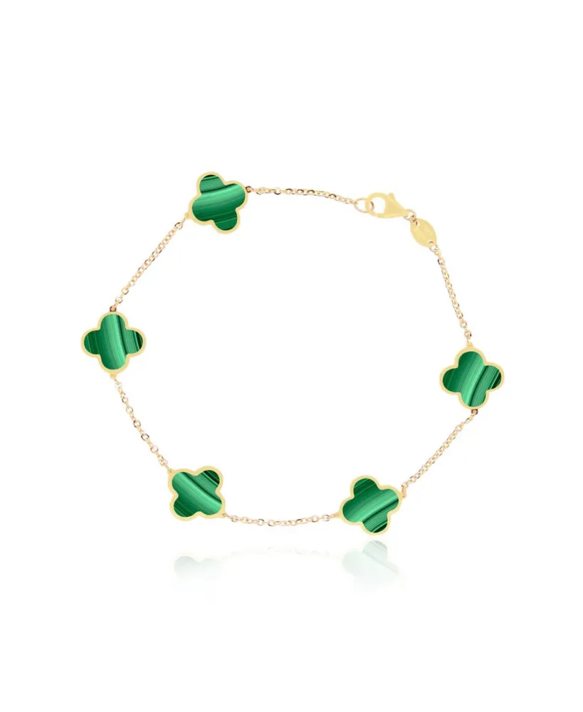 The Lovery Small Malachite Clover Bracelet