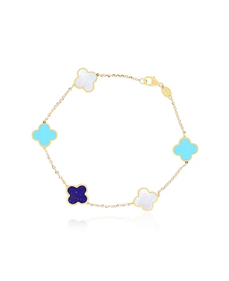 The Lovery Small Blue Mixed Clover Bracelet