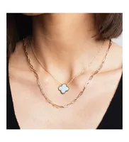 The Lovery Mother of Pearl Single Clover Necklace 14K Gold