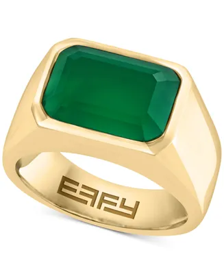 Effy Men's Green Onyx Solitaire Ring in Gold-Plated Sterling Silver
