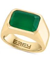Effy Men's Green Onyx Solitaire Ring in Gold-Plated Sterling Silver