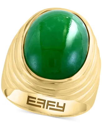 Effy Men's Dyed Jade Cabochon Ring in Gold-Plated Sterling Silver