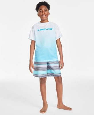 Laguna Big Boys Sundown Stripe E Board Swim Trunks Ombre Spark Short Sleeve Sun T Shirt