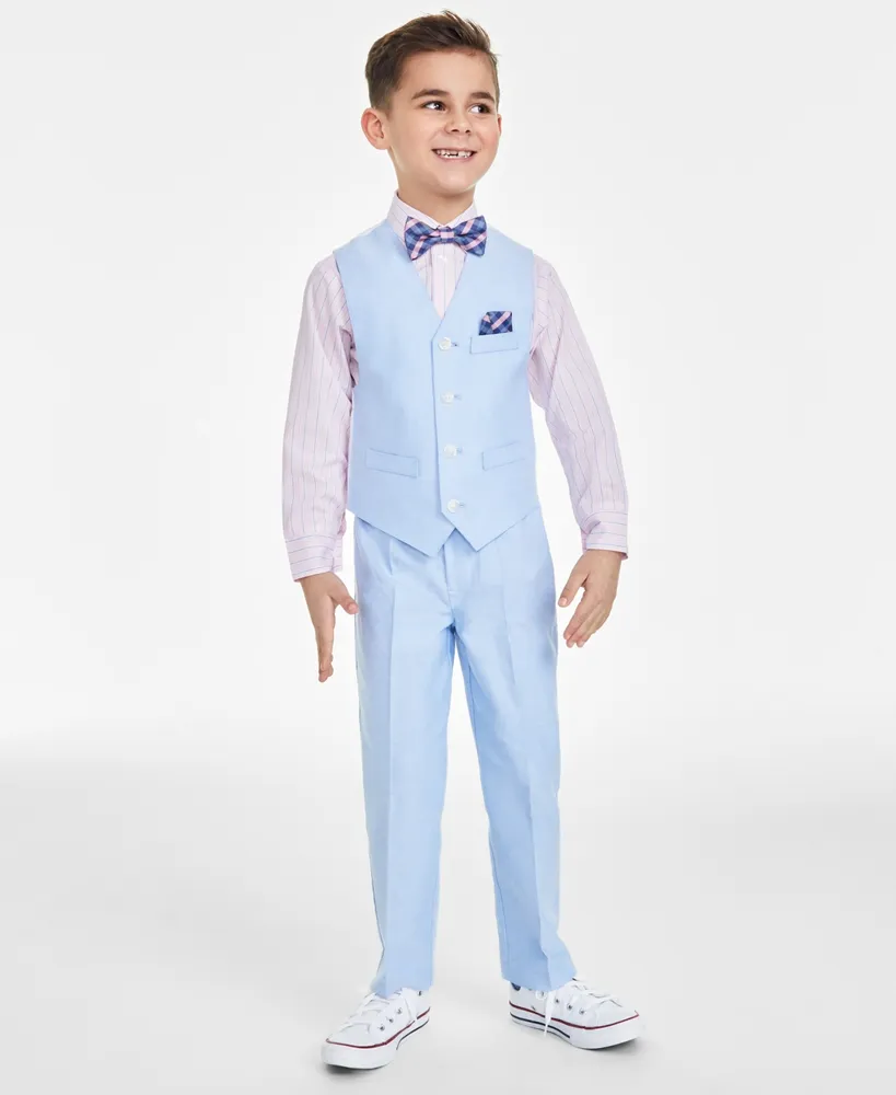 Nautica Little Boys Machine Washable Oxford Vest, Shirt, Pants, Bowtie and Pocket Square, 5 Piece Set