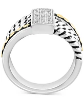 Effy Diamond Rectangular Cluster Multirow Ring (1/8 ct. t.w.) in Sterling Silver & 18k Gold-Plate