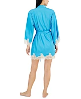 I.n.c. International Concepts Women's Lace-Trim Stretch Satin Robe, Created for Macy's