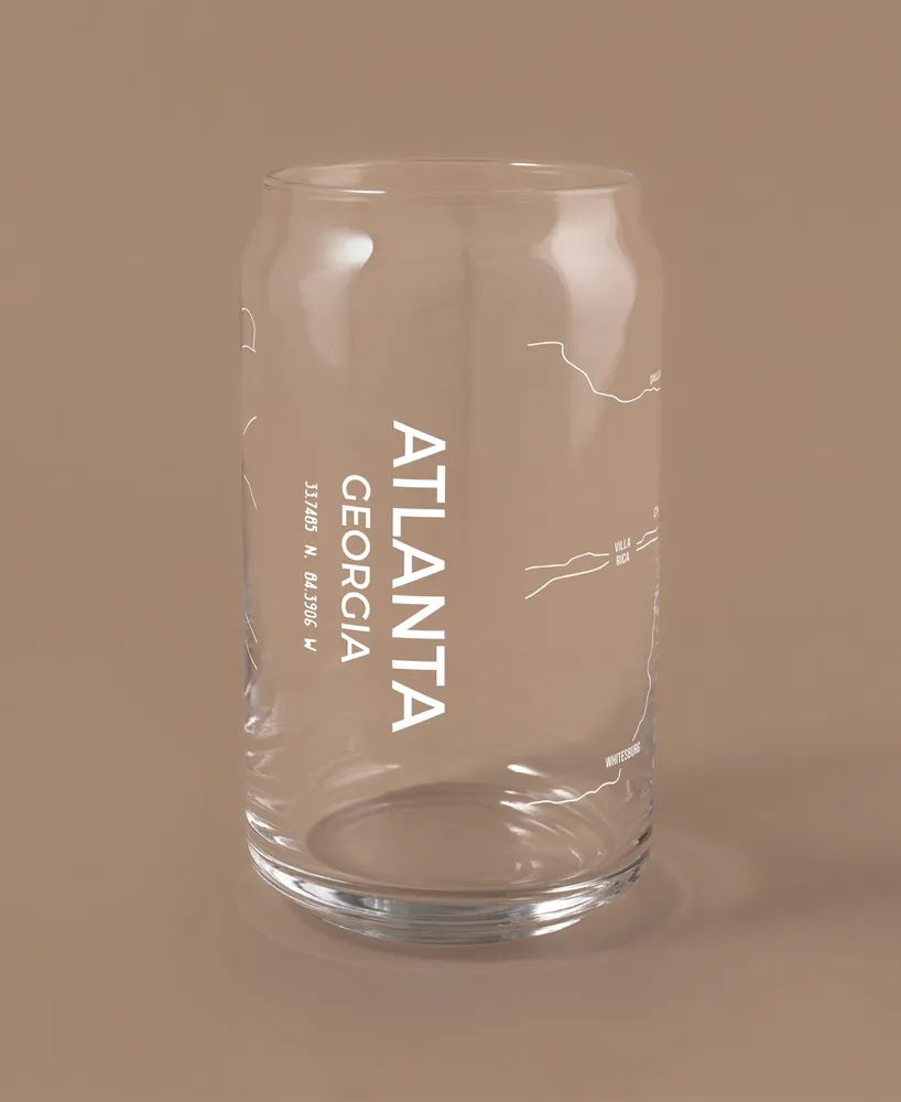 Narbo The Can Atlanta Map 16 oz Everyday Glassware, Set of 2