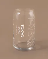 Narbo The Can Tokyo Map 16 oz Everyday Glassware, Set of 2