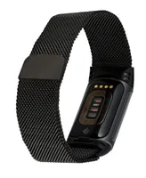 WITHit Unisex Black Stainless Steel Mesh Band Compatible with Fitbit Charge 5 and 6
