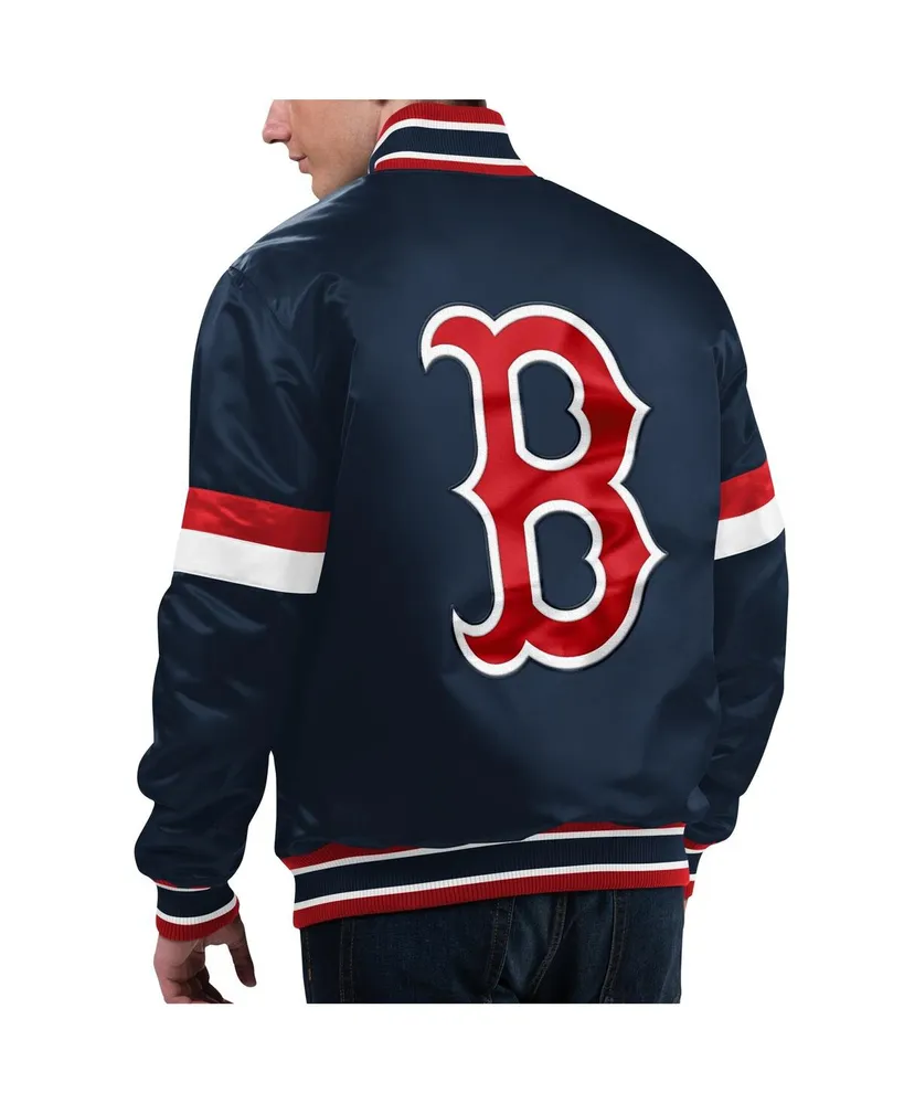 Men's Starter Navy Distressed Boston Red Sox Home Game Satin Full-Snap Varsity Jacket