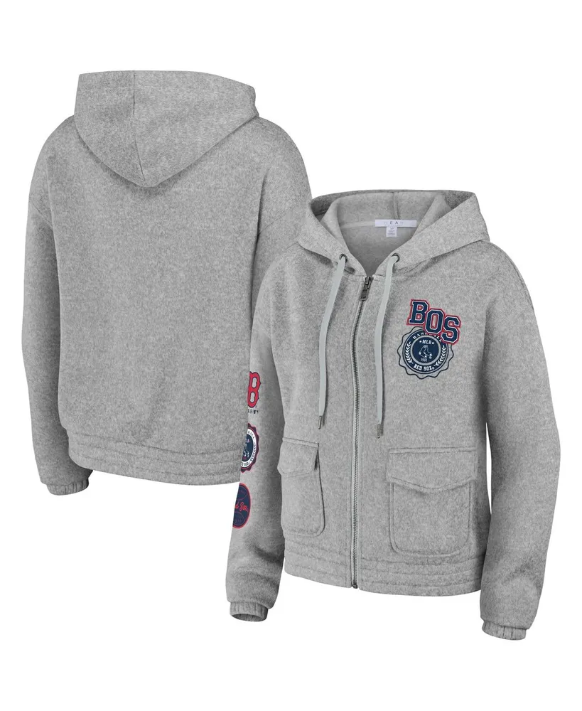 Women's Wear by Erin Andrews Gray Boston Red Sox Full-Zip Hoodie