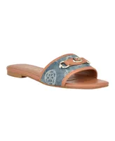 Guess Women's Hammi One Band with Logo and Hardware Flat Sandals