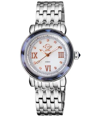 GV2 by Gevril Women's Marsala Tortoise Silver-Tone Stainless Steel Watch 36mm