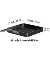 Cooks Standard Hard Anodized Nonstick Square Grill Pan, 11 x 11-Inch, Black