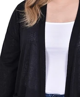 Ny Collection Plus 3/4 Sleeve Two Pocket Cardigan Sweater