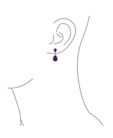 Bling Jewelry Fashion Purple Cz Halo Teardrop Drop Earrings For Women Prom Purple Cubic Zirconia Rhodium Plated Brass