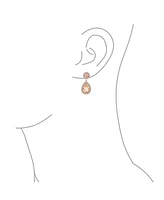 Bling Jewelry Fashion Pink Cz Cubic Zirconia Halo Pear Shaped Teardrop Dangle Earrings For Women Prom Rose Gold Plated Brass