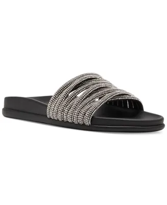 Madden Girl Xana Rhinestone Strappy Footbed Slide Sandals