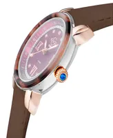 GV2 by Gevril Women's Marsala Tortoise Brown Leather Watch 36mm