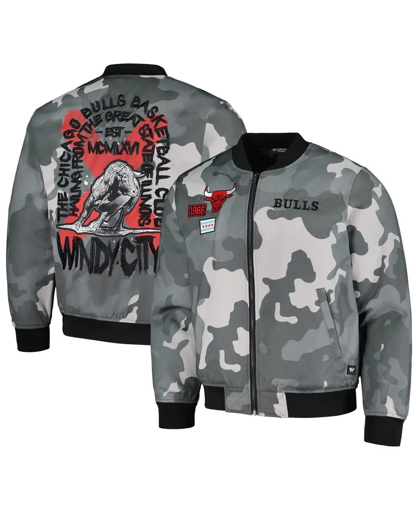 Men's and Women's The Wild Collective Gray Chicago Bulls 2023/24 City Edition Camo Bomber Full-Zip Jacket