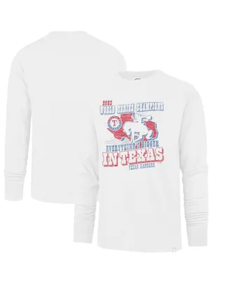 Men's '47 Brand White Texas Rangers 2023 World Series Champions Local Playoff Franklin Long Sleeve T-shirt
