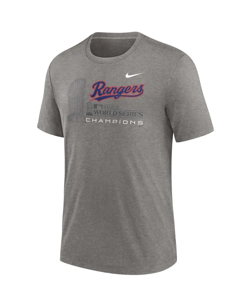 Men's Nike Heather Gray Texas Rangers 2023 World Series Champions Tri-Blend T-shirt