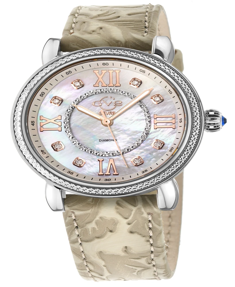 GV2 by Gevril Women's Marsala Cream Leather Watch 37mm